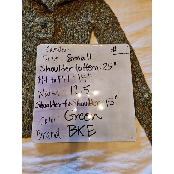 BKE Marbled Green Size Small Two Button Sweater Long Sleeve - Picture 7 of 7